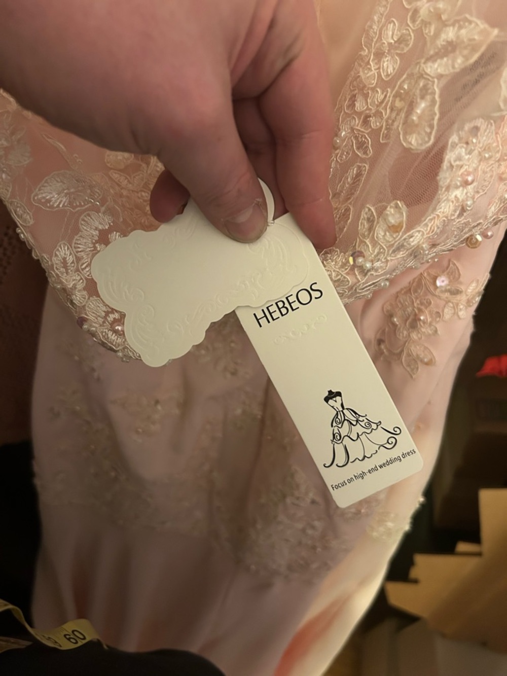 Hebeos Elegant Lace-Appliqué Evening Formal Gown in Light Pink Wedding - Picture 4 of 5